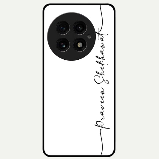  White Tune Custom Name Glass Case For OnePlus 13 back cover – personalized glossy printed glass finish