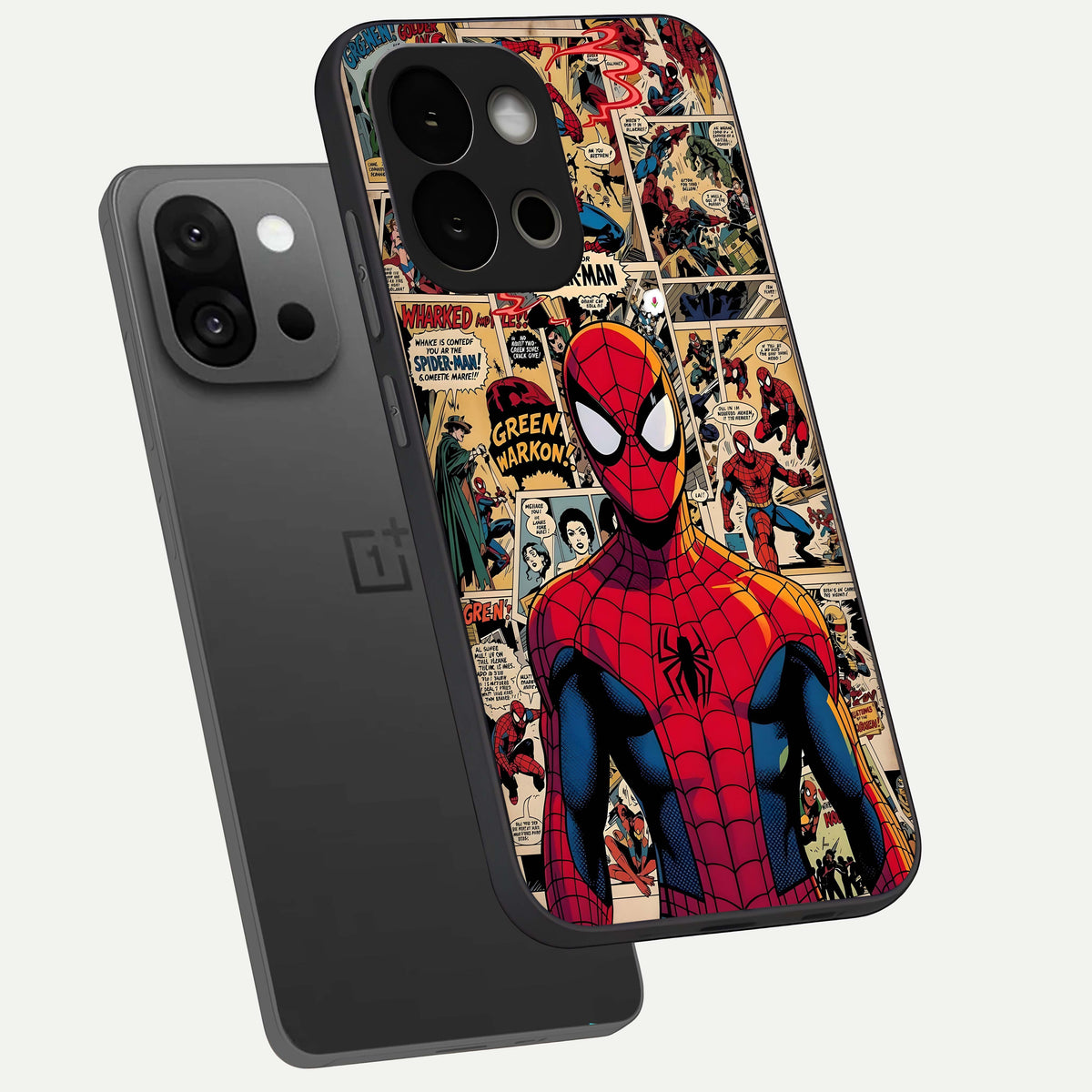  Aesthetic Spider phone case For OnePlus 13S showing premium glass back cover with detailed artwork