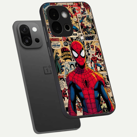  Aesthetic Spider phone case For OnePlus 13S showing premium glass back cover with detailed artwork
