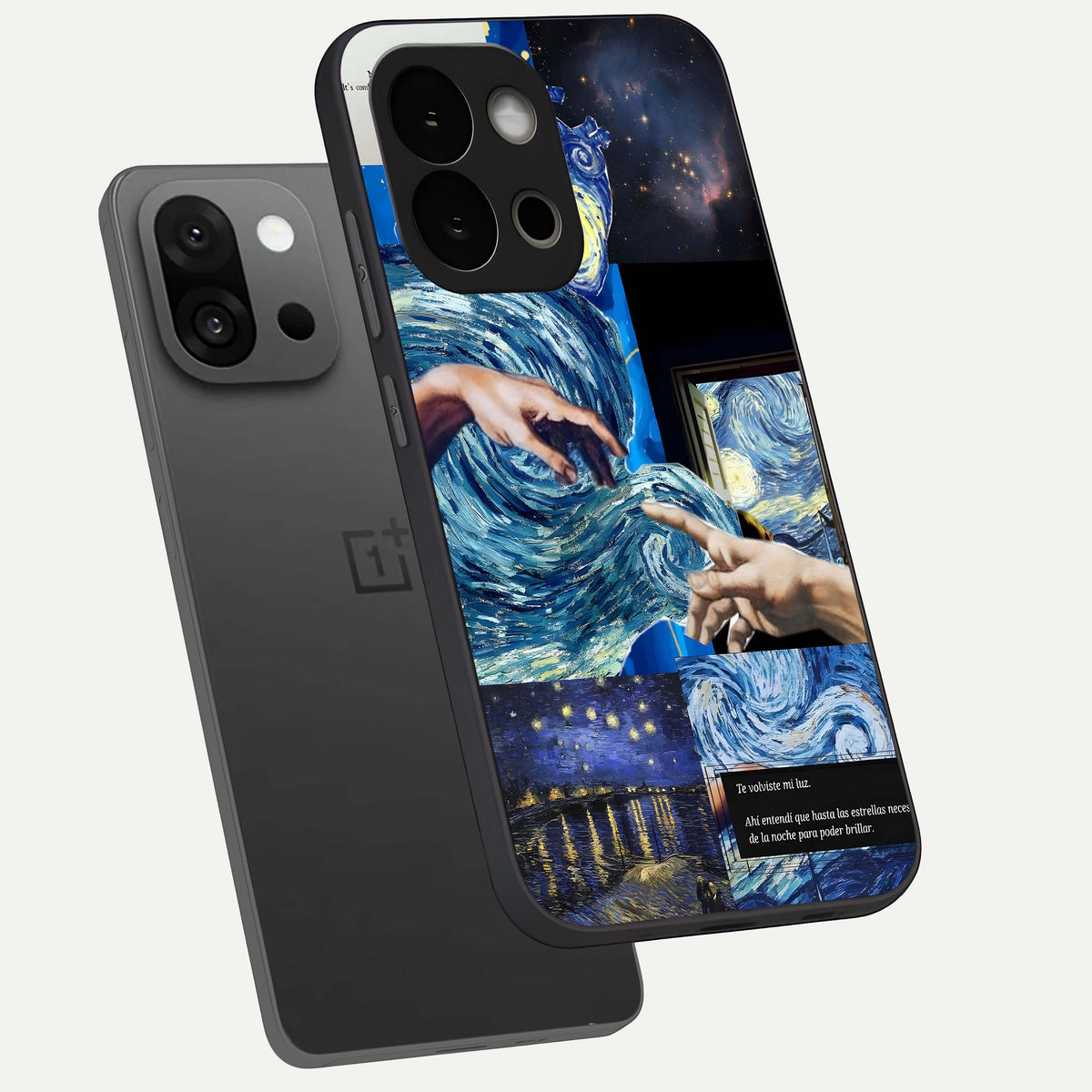  Aesthetic Vando Hands phone case For OnePlus 13S showing premium glass back cover with detailed artwork