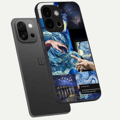  Aesthetic Vando Hands phone case For OnePlus 13S showing premium glass back cover with detailed artwork