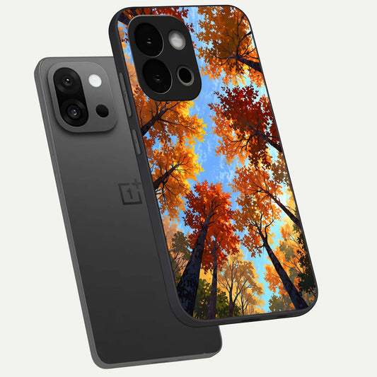  Autumn Sky Rise phone case For OnePlus 13S showing premium glass back cover with detailed artwork