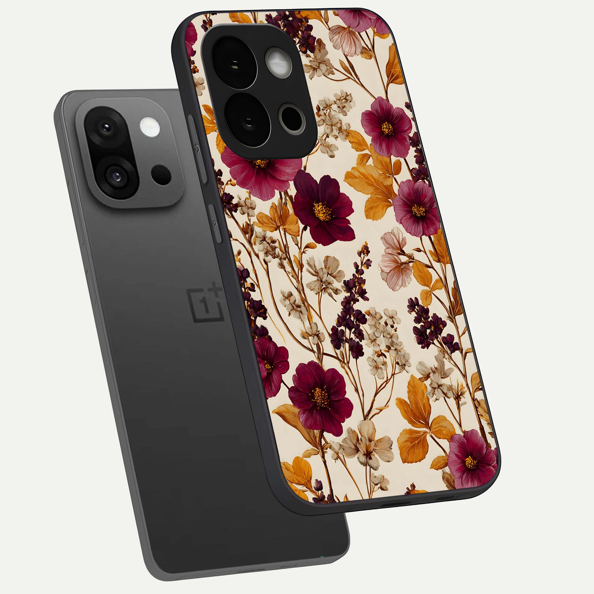  Autumn Wine Bloom phone case For OnePlus 13S showing premium glass back cover with detailed artwork