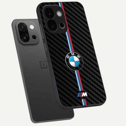  BMW Pattern phone case For OnePlus 13S showing premium glass back cover with detailed artwork