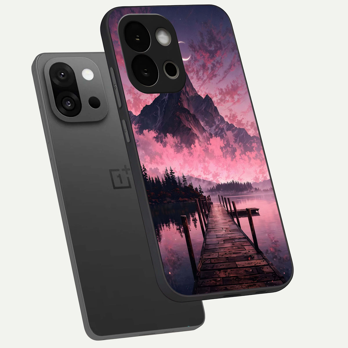  Beautiful Mountain View phone case For OnePlus 13S showing premium glass back cover with detailed artwork