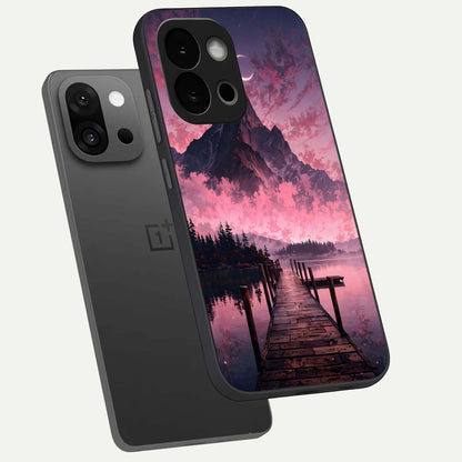  Beautiful Mountain View phone case For OnePlus 13S showing premium glass back cover with detailed artwork