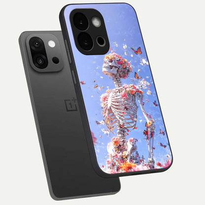  Bloom Beyond Bones phone case For OnePlus 13S showing premium glass back cover with detailed artwork