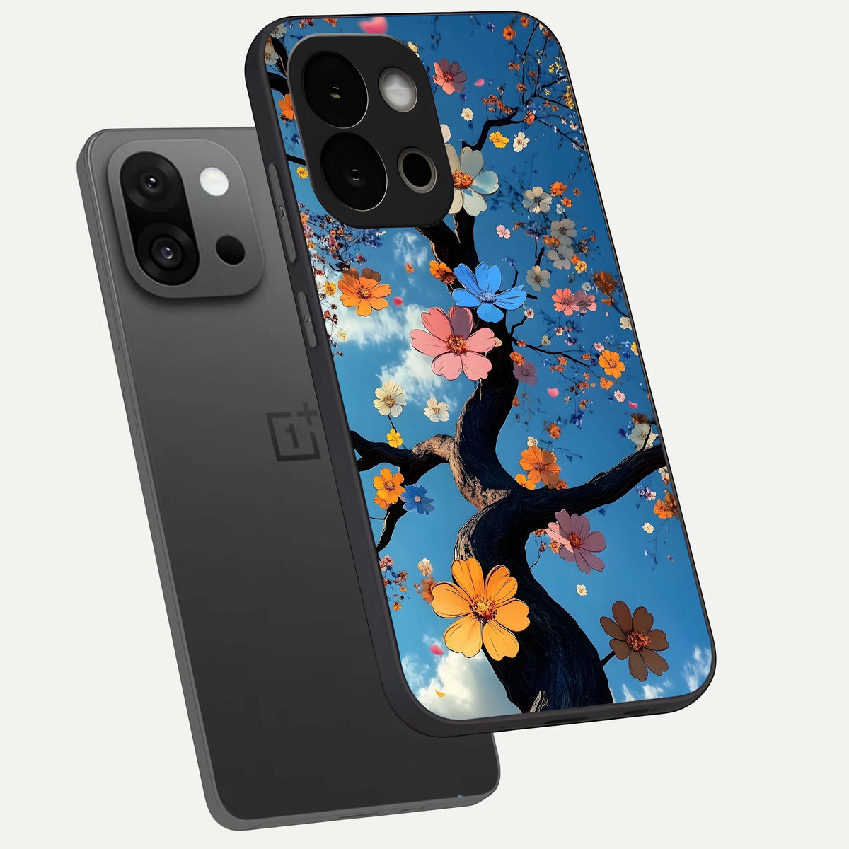  Blossom Dream Sky phone case For OnePlus 13S showing premium glass back cover with detailed artwork