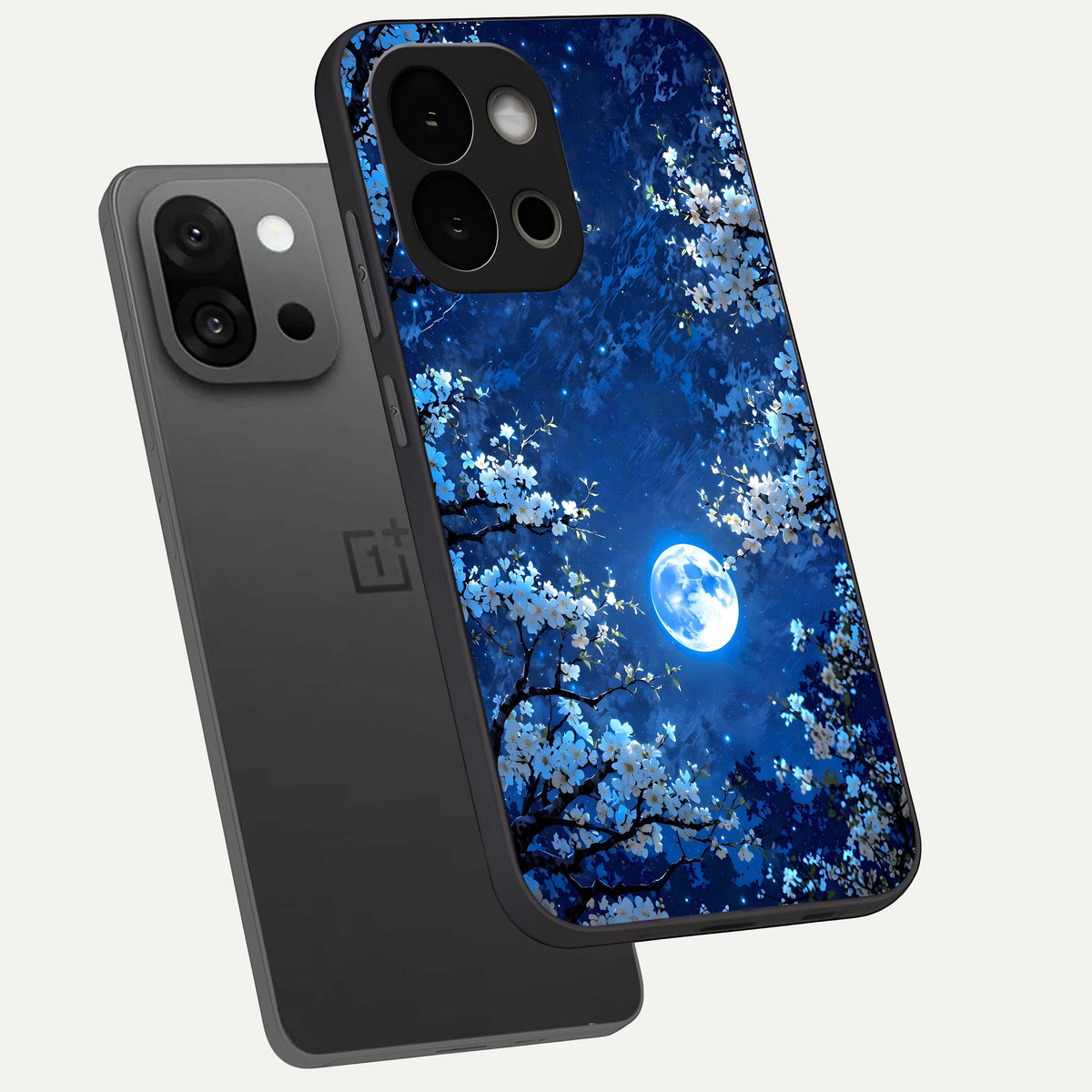  Blossom Moonlight Sky phone case For OnePlus 13S showing premium glass back cover with detailed artwork