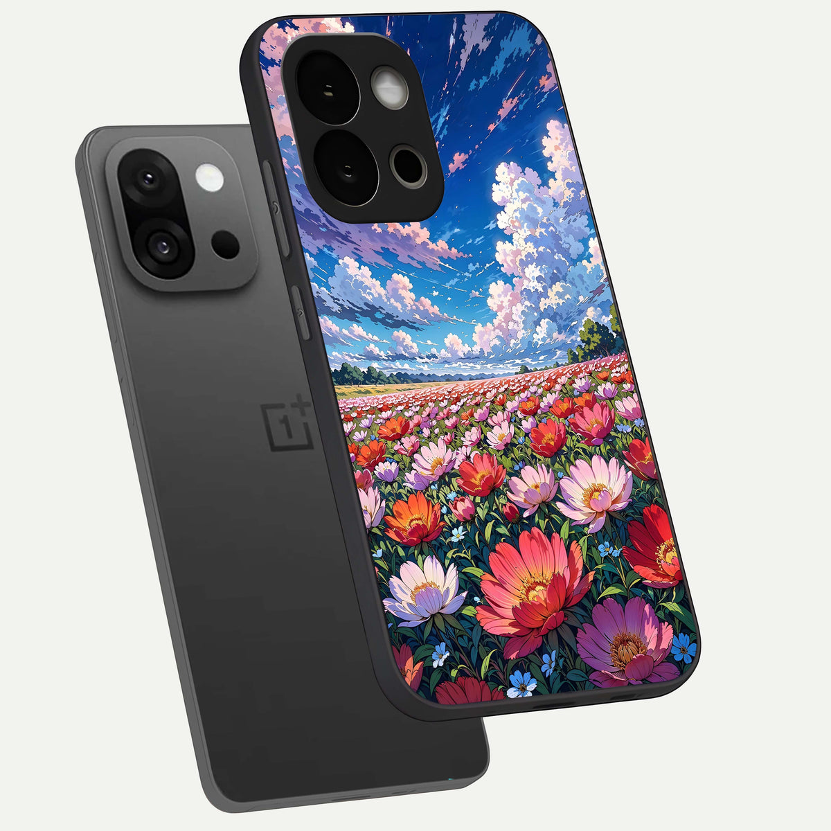  Blossom Sky Field phone case For OnePlus 13S showing premium glass back cover with detailed artwork