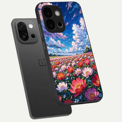  Blossom Sky Field phone case For OnePlus 13S showing premium glass back cover with detailed artwork