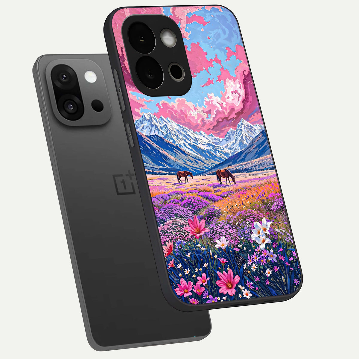  Blossom Valley Dream phone case For OnePlus 13S showing premium glass back cover with detailed artwork