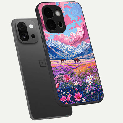  Blossom Valley Dream phone case For OnePlus 13S showing premium glass back cover with detailed artwork
