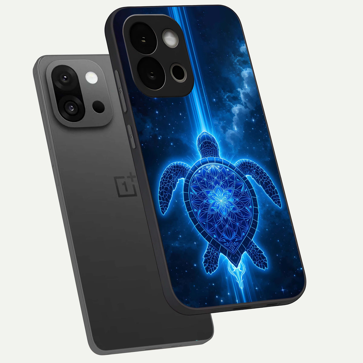 Blue Galaxy Turtle phone case For OnePlus 13S showing premium glass back cover with detailed artwork