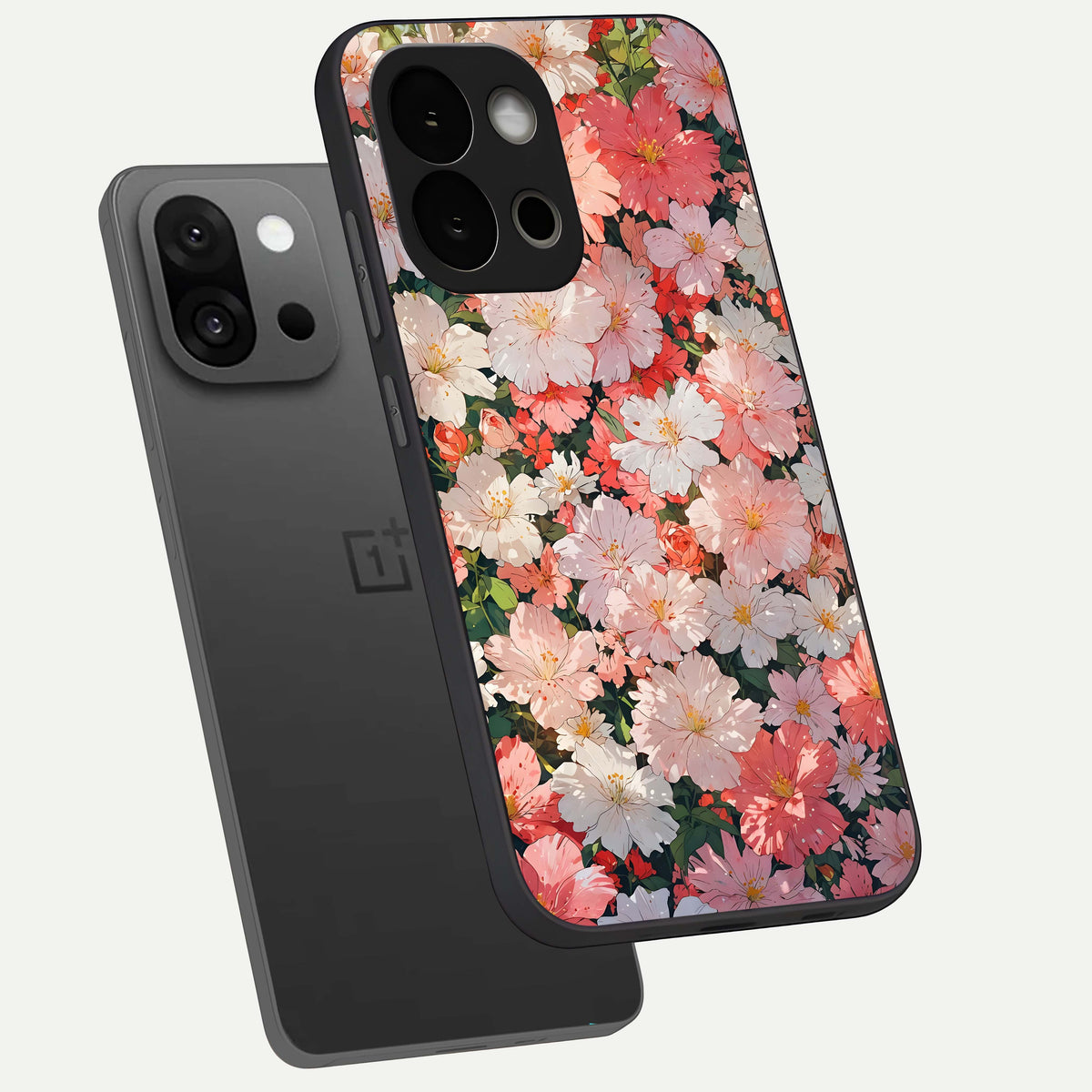  Blush Bloom Field phone case For OnePlus 13S showing premium glass back cover with detailed artwork