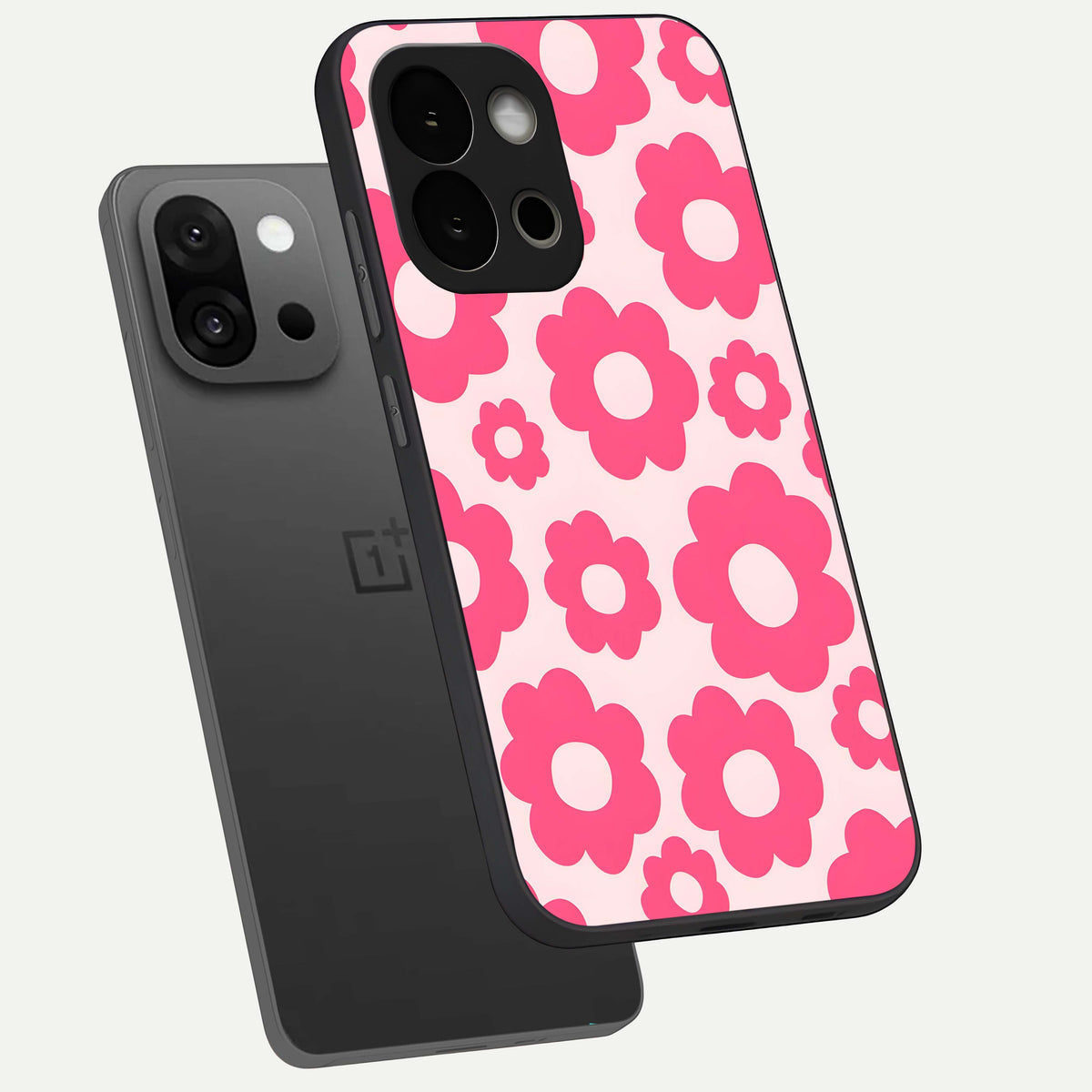  Blush Flower Pop phone case For OnePlus 13S showing premium glass back cover with detailed artwork