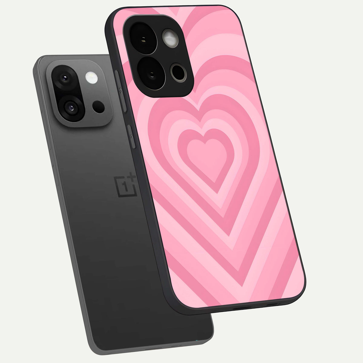  Blush Heart Waves phone case For OnePlus 13S showing premium glass back cover with detailed artwork
