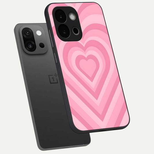  Blush Heart Waves phone case For OnePlus 13S showing premium glass back cover with detailed artwork