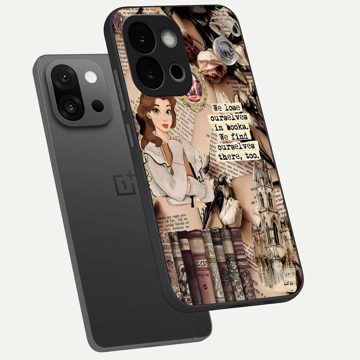  Bookish Dream World phone case For OnePlus 13S showing premium glass back cover with detailed artwork