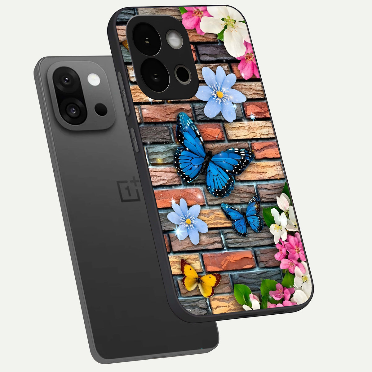  Brick Bloom Flight phone case For OnePlus 13S showing premium glass back cover with detailed artwork