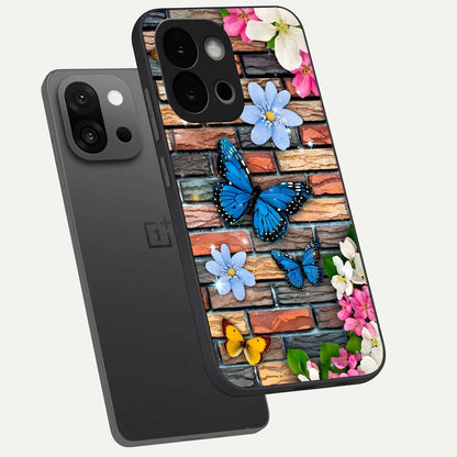  Brick Bloom Flight phone case For OnePlus 13S showing premium glass back cover with detailed artwork