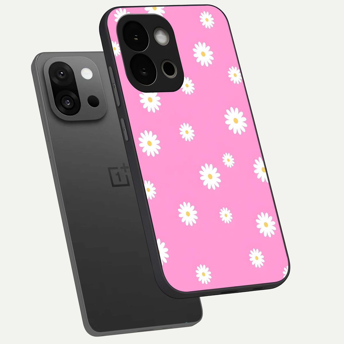  Bubblegum Daisy Pop phone case For OnePlus 13S showing premium glass back cover with detailed artwork