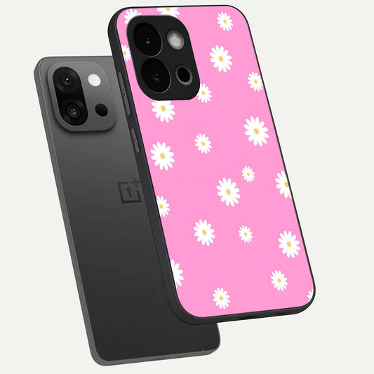  Bubblegum Daisy Pop phone case For OnePlus 13S showing premium glass back cover with detailed artwork