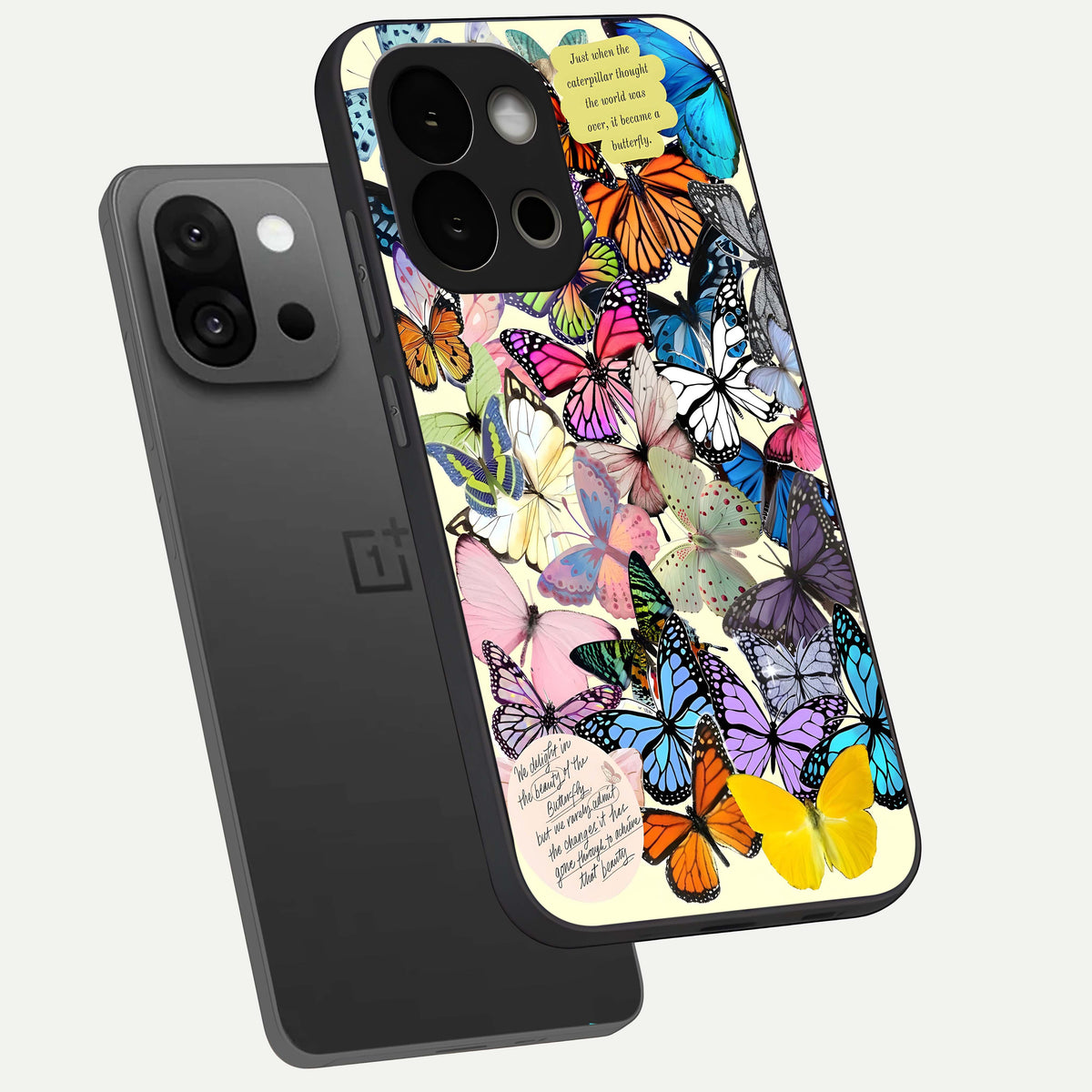 Butterflies Petal Dream phone case For OnePlus 13S showing premium glass back cover with detailed artwork