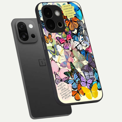  Butterflies Petal Dream phone case For OnePlus 13S showing premium glass back cover with detailed artwork