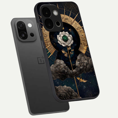  Celestial Lotus Morang phone case For OnePlus 13S showing premium glass back cover with detailed artwork