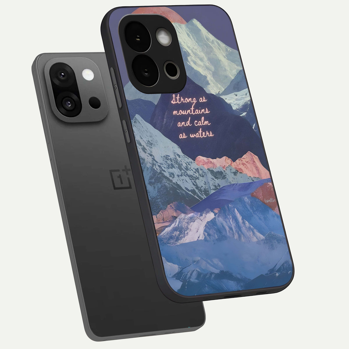  Celestial Mountain Calm phone case For OnePlus 13S showing premium glass back cover with detailed artwork