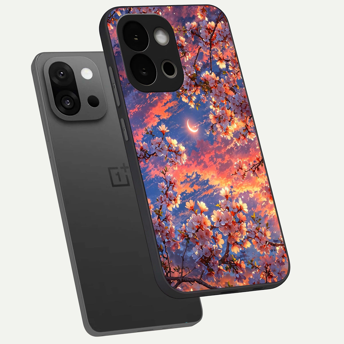  Celestial Sakura Sunset phone case For OnePlus 13S showing premium glass back cover with detailed artwork