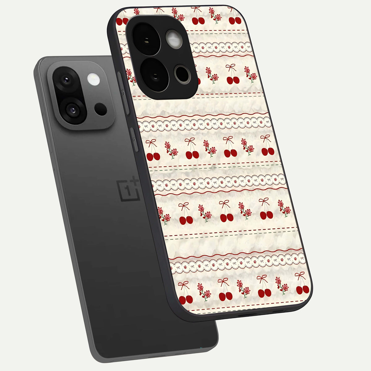  Cherry Bloom Charm phone case For OnePlus 13S showing premium glass back cover with detailed artwork