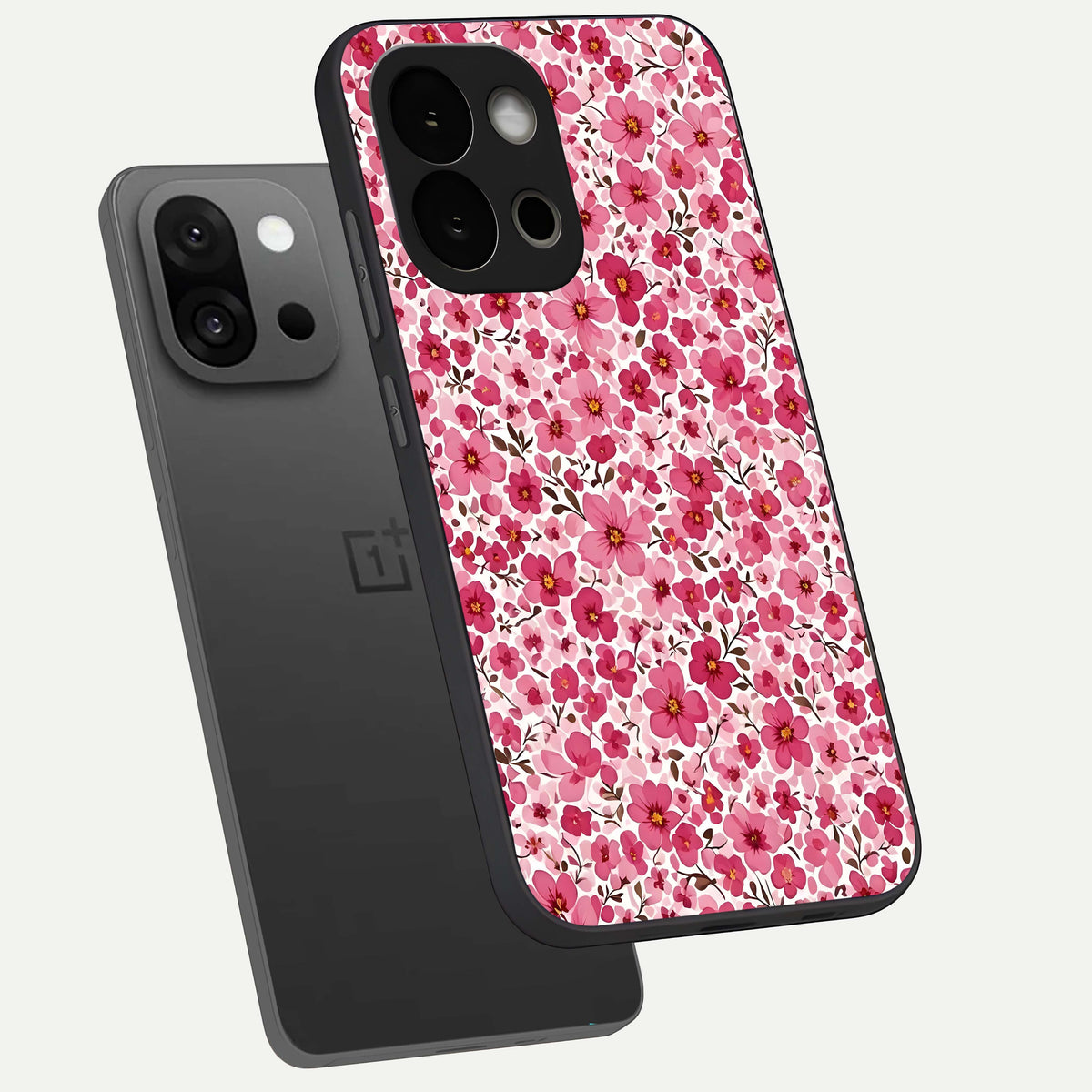  Cherry Blossom Charm phone case For OnePlus 13S showing premium glass back cover with detailed artwork