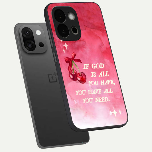  Cherry Quote phone case For OnePlus 13S showing premium glass back cover with detailed artwork