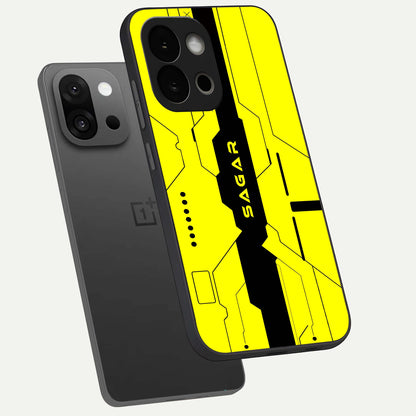  Circuit CYBERPUNK Custom Name phone case For OnePlus 13S showing premium glass back cover with detailed artwork