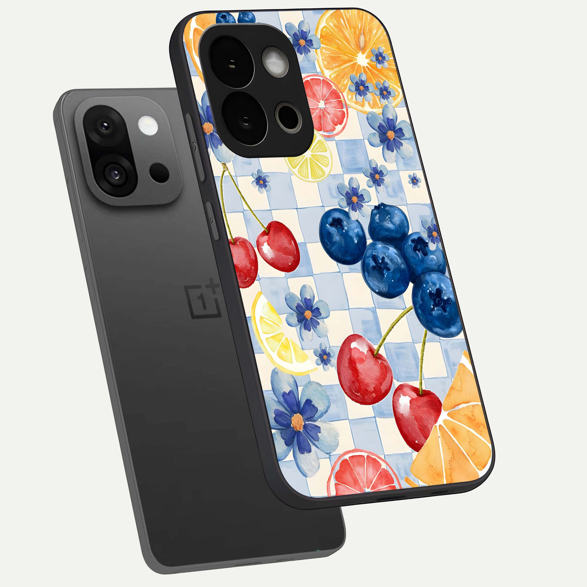  Citrus Bloom Joy phone case For OnePlus 13S showing premium glass back cover with detailed artwork