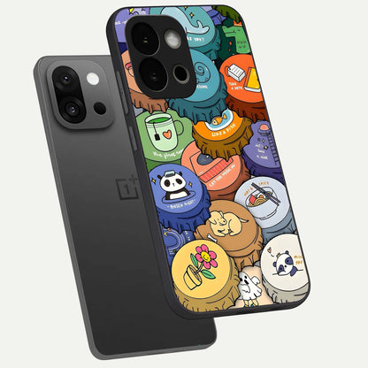  Coins Patterns phone case For OnePlus 13S showing premium glass back cover with detailed artwork