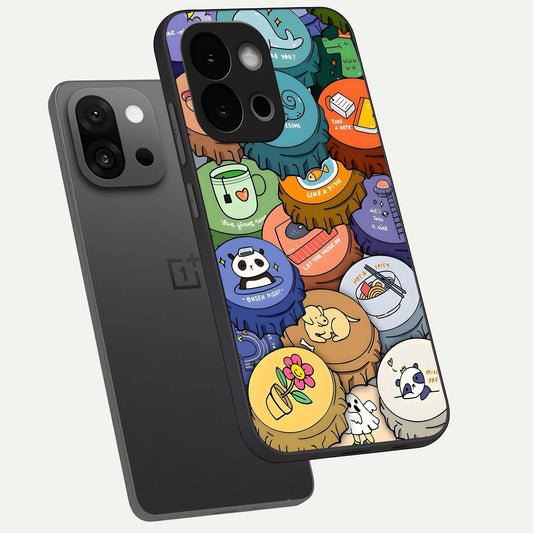  Coins Patterns phone case For OnePlus 13S showing premium glass back cover with detailed artwork