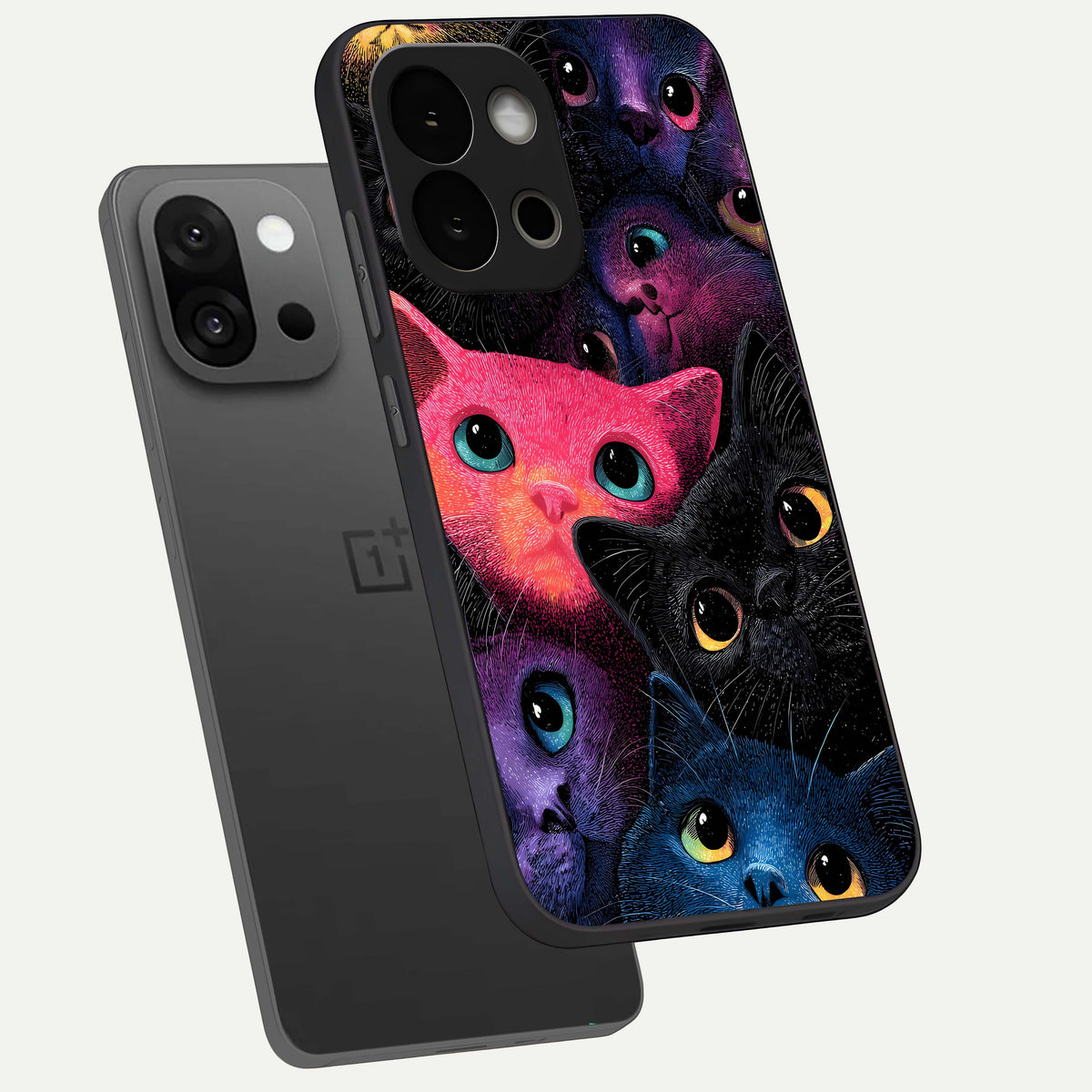  Cosmic Cats Dreams phone case For OnePlus 13S showing premium glass back cover with detailed artwork