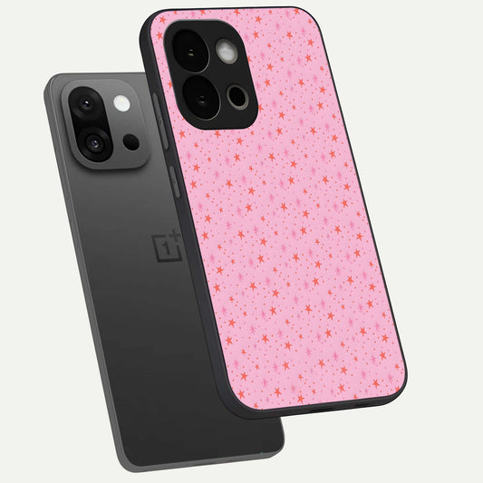  Cosmic Pink Sparkle phone case For OnePlus 13S showing premium glass back cover with detailed artwork