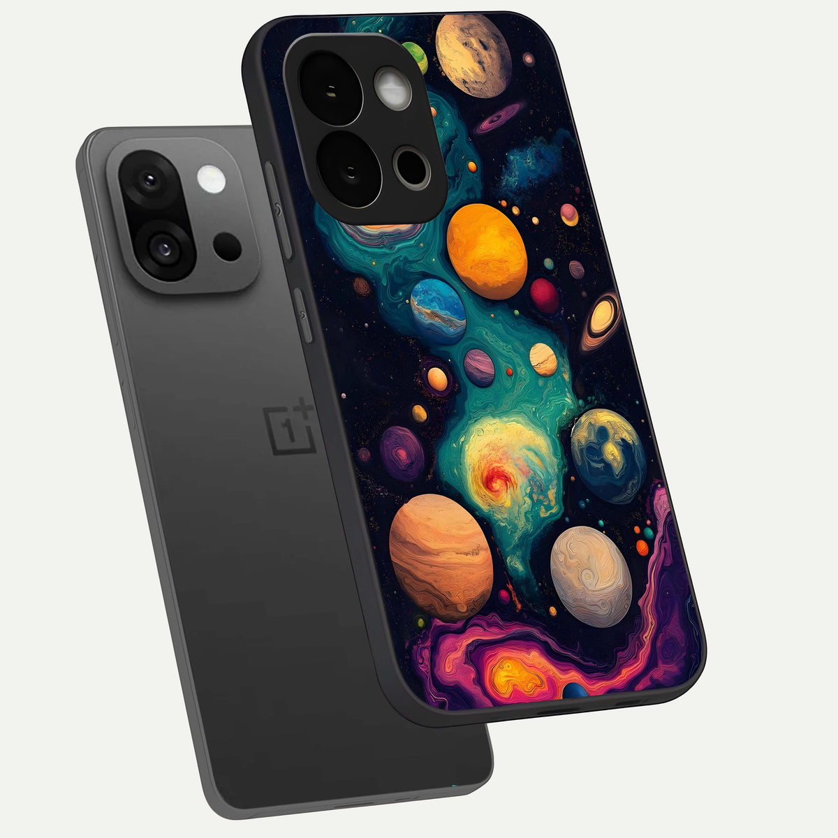  Cosmic Planet Journey phone case For OnePlus 13S showing premium glass back cover with detailed artwork