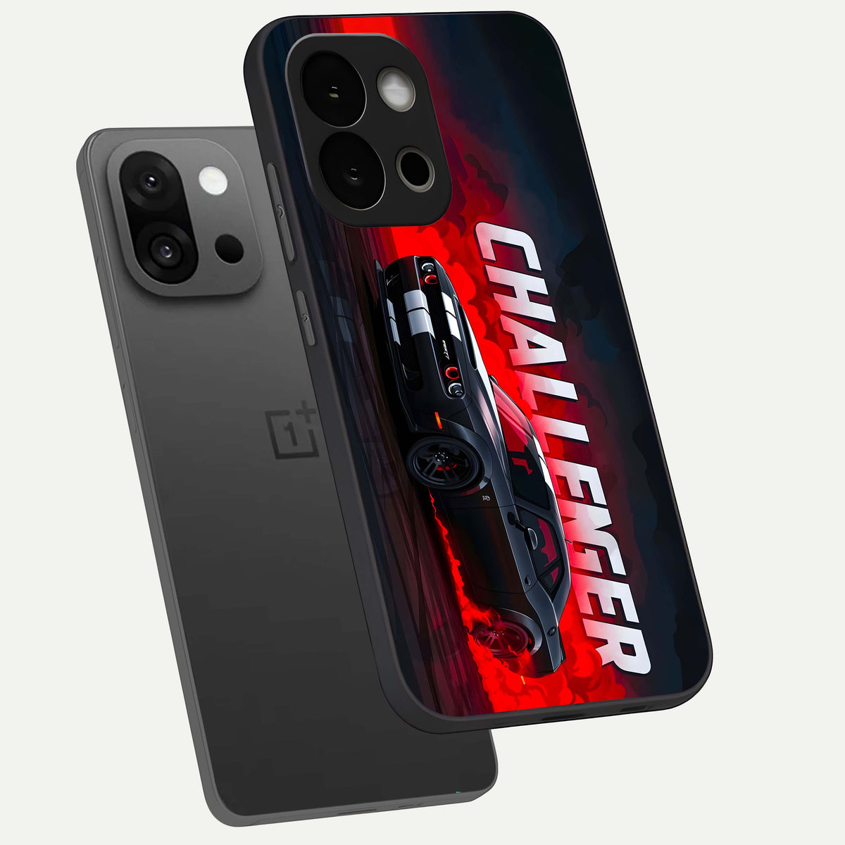  Crimson Challenger Fury phone case For OnePlus 13S showing premium glass back cover with detailed artwork
