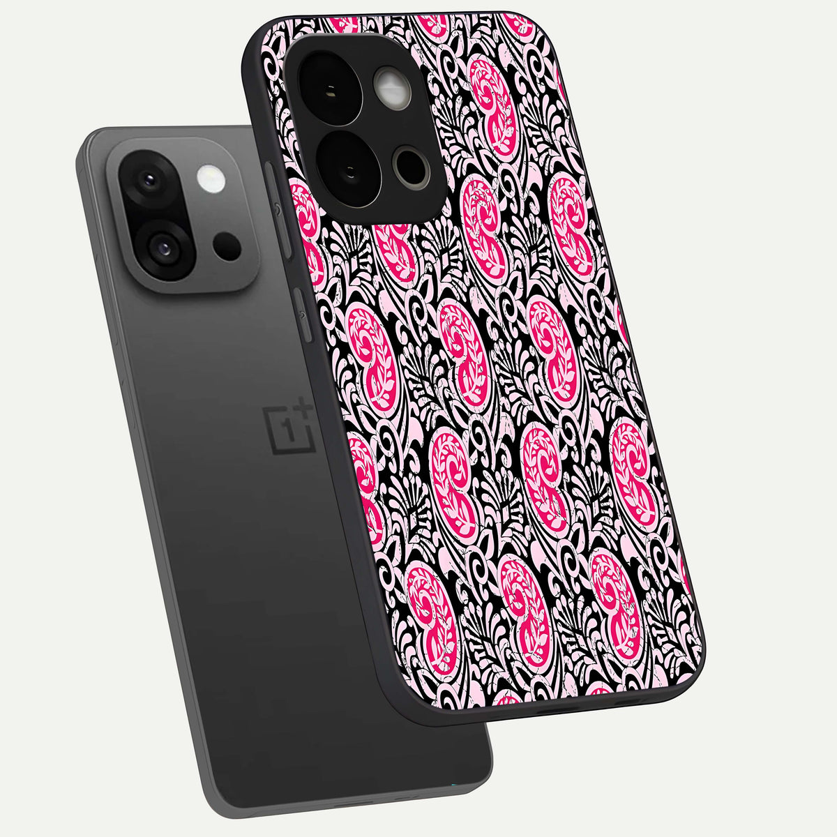  Crimson Paisley Charm phone case For OnePlus 13S showing premium glass back cover with detailed artwork