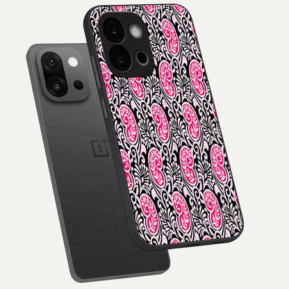  Crimson Paisley Charm phone case For OnePlus 13S showing premium glass back cover with detailed artwork