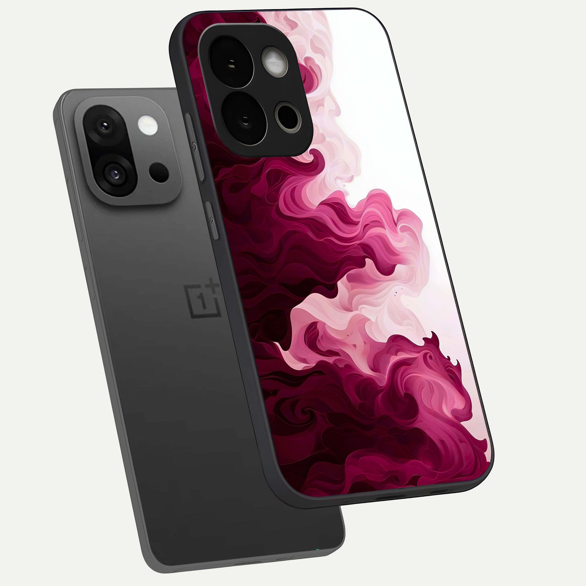  Crimson Wave Flow phone case For OnePlus 13S showing premium glass back cover with detailed artwork