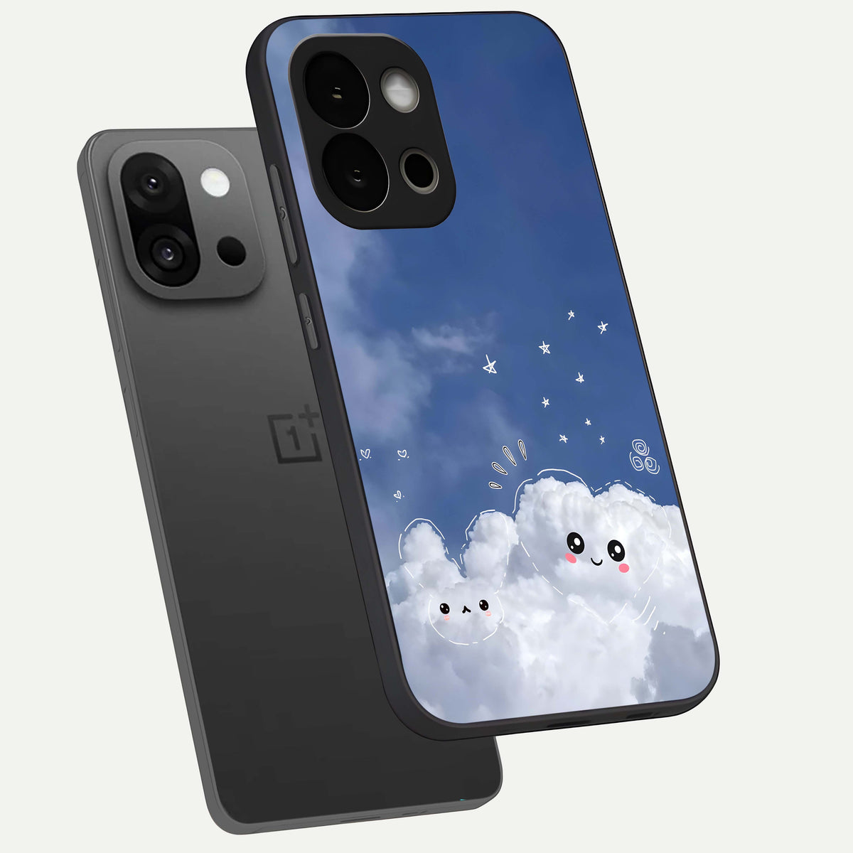  Cute Blossom Cloud phone case For OnePlus 13S showing premium glass back cover with detailed artwork