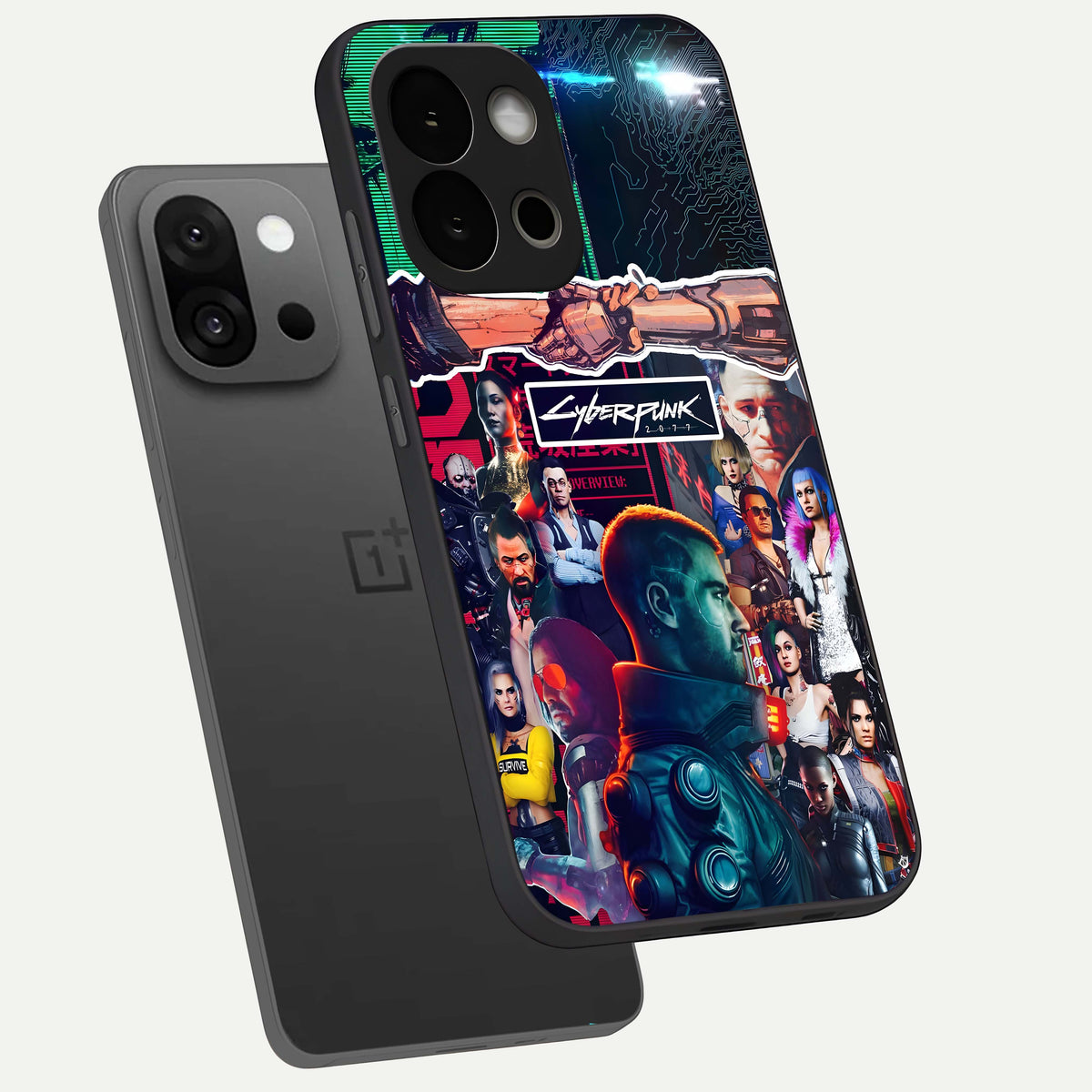  CYBERPUNK Legacy phone case For OnePlus 13S showing premium glass back cover with detailed artwork