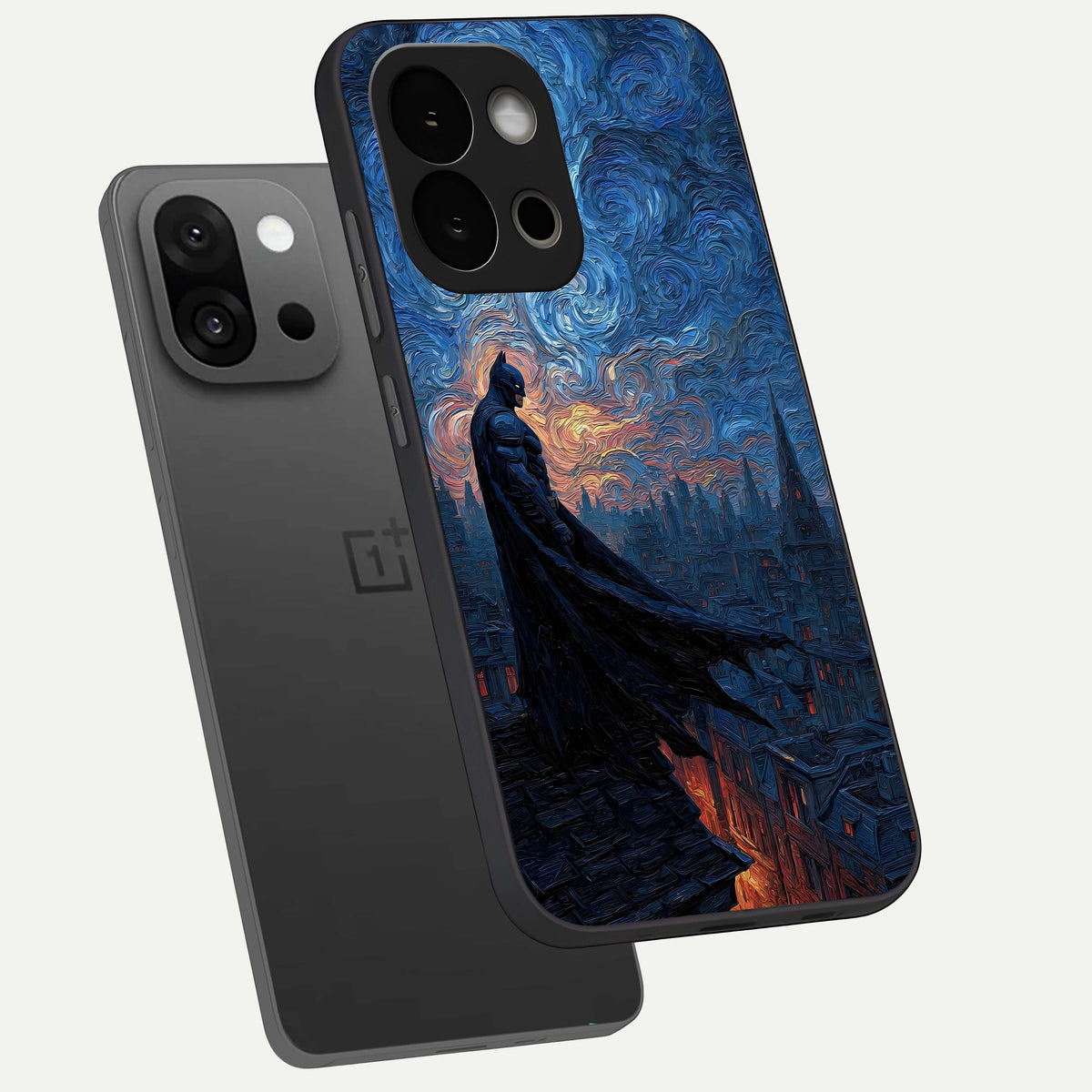  Dark Knight Dusk phone case For OnePlus 13S showing premium glass back cover with detailed artwork