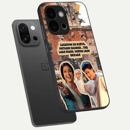  Desi Retro Vibes phone case For OnePlus 13S showing premium glass back cover with detailed artwork
